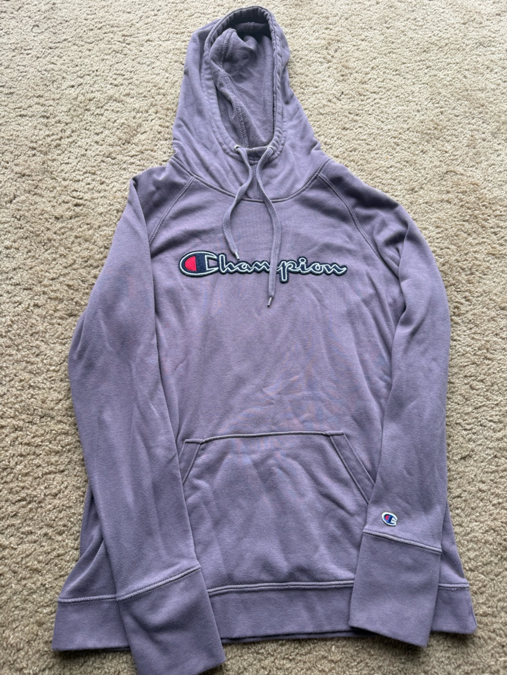 Champion Lavender Script Logo Zip-Up Hoodie for Men